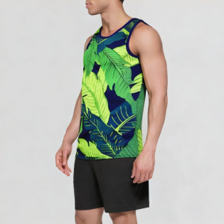 Green Leaf Printed Breathable Sleeveless Vest