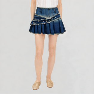 Breathable casual retro street style pleated skirt