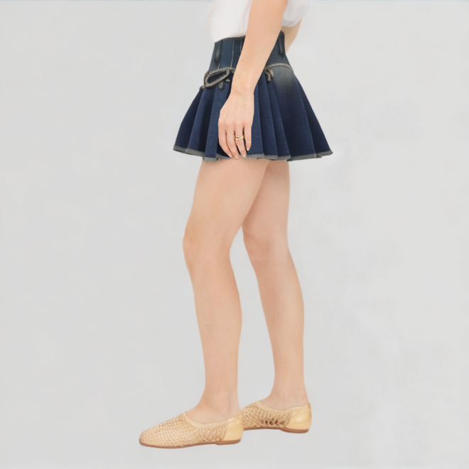 Breathable casual retro street style pleated skirt