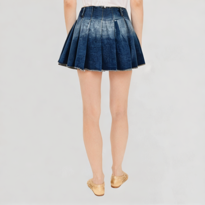 Breathable casual retro street style pleated skirt