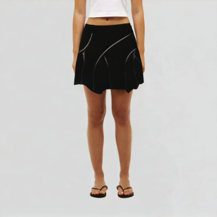 High-quality women's black PU leather dress