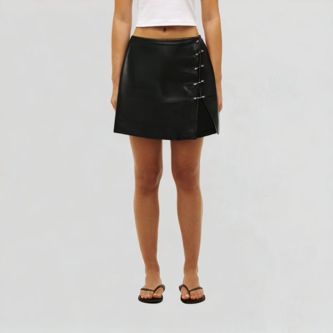 Sexy high-quality women's leather skirt
