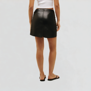 waist zipper leather a-line skirt mini skirt