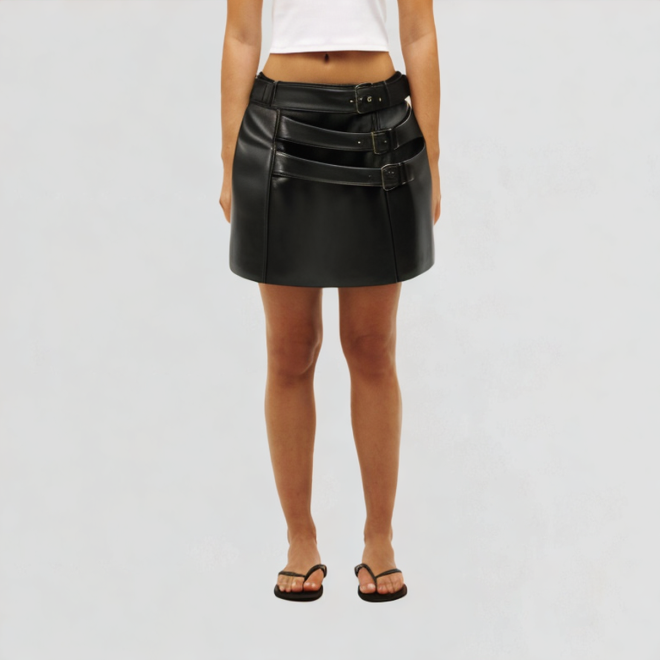 asymmetrical pencil leather skirt fashion style