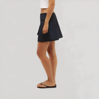 High waist asymmetrical button front skirt black wrap skirt