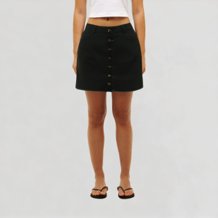 High waist slim stitching button denim short skirt