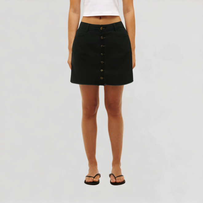 High waist slim stitching button denim short skirt