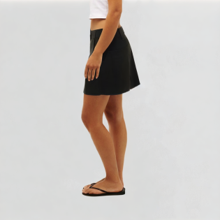 High waist slim stitching button denim short skirt