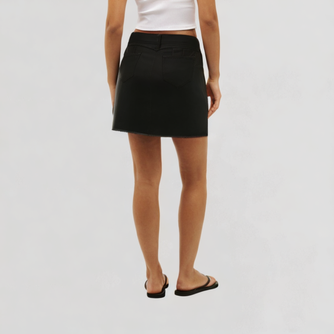 High waist slim stitching button denim short skirt