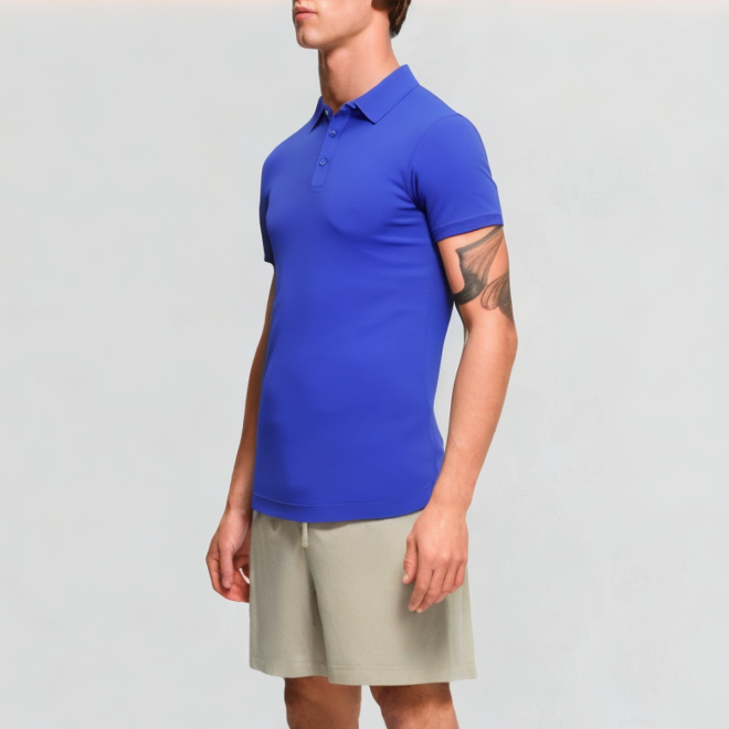 Men's printed stand-up collar T-shirt