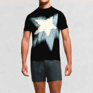 Drop shoulder distressed embroidered T-shirt