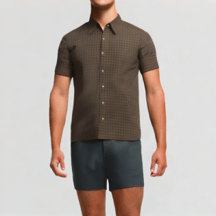 High-quality plaid button t-shirt