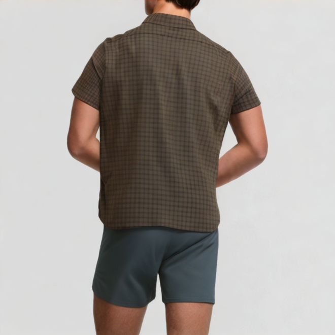 High-quality plaid button t-shirt