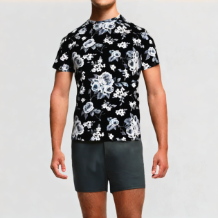 Round neck flower print T-shirt