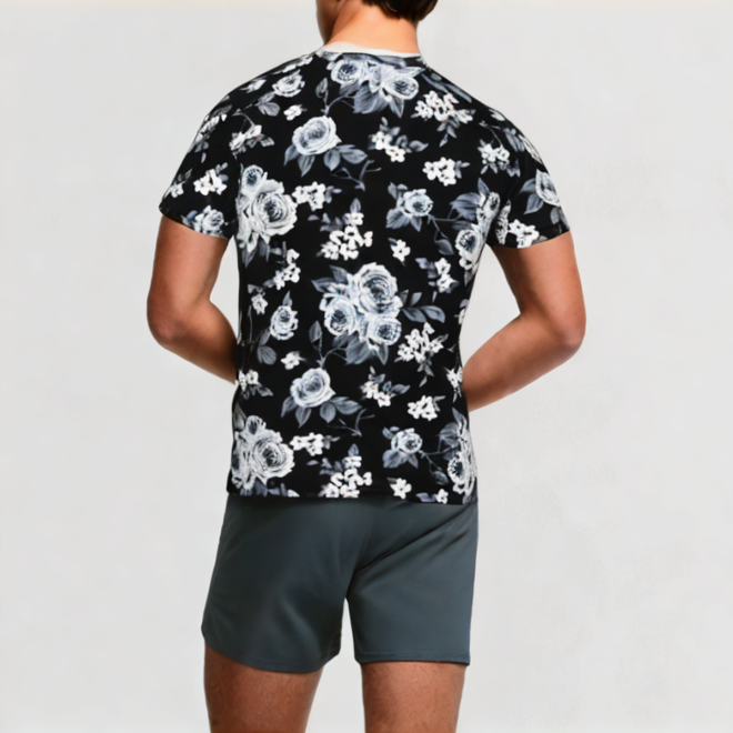 Round neck flower print T-shirt