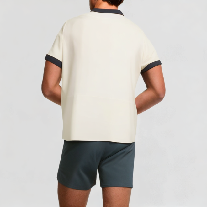 Colorful bordered round neck T-shirt