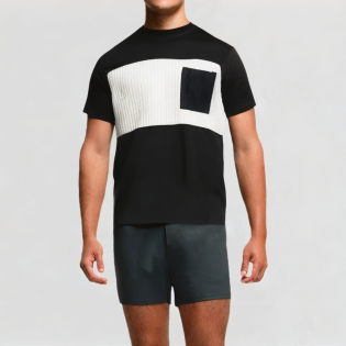 Fashion chest pocket contrast color T-shirt