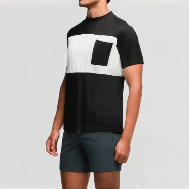 Fashion chest pocket contrast color T-shirt