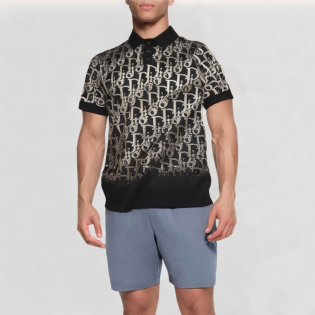 Polo jacquard slim fit breathable T-shirt
