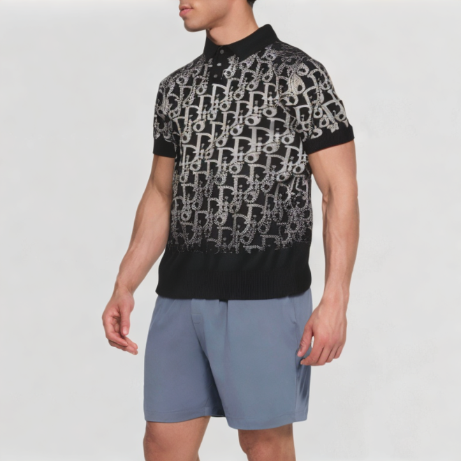Polo jacquard slim fit breathable T-shirt