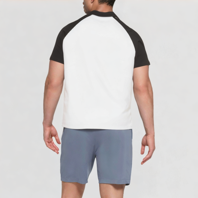Black and white splicing zipper men's T-shirt
