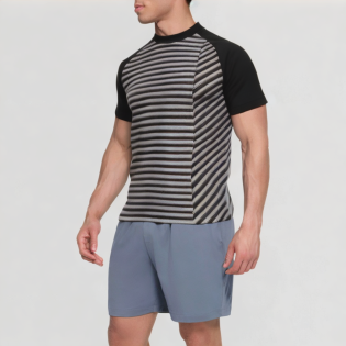 Striped stitching casual high quality T-shirt