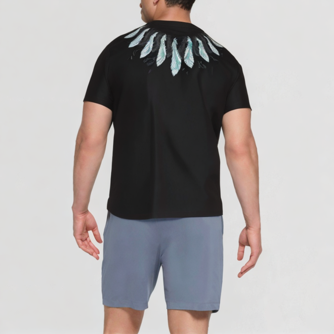 Breathable feather printed T-shirt