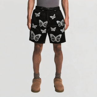 Men's rhinestone butterfly beach shorts