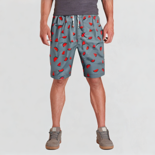 Mesh drawstring printed men's shorts