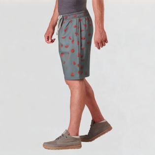 Mesh drawstring printed men's shorts