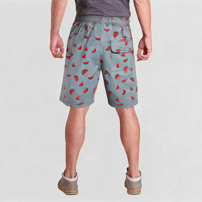 Mesh drawstring printed men's shorts