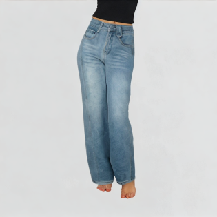Light Blue High-Waist Wide-Leg Jeans