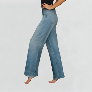 Light Blue High-Waist Wide-Leg Jeans
