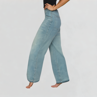 High-Waisted Light Blue Wide-Leg Jeans