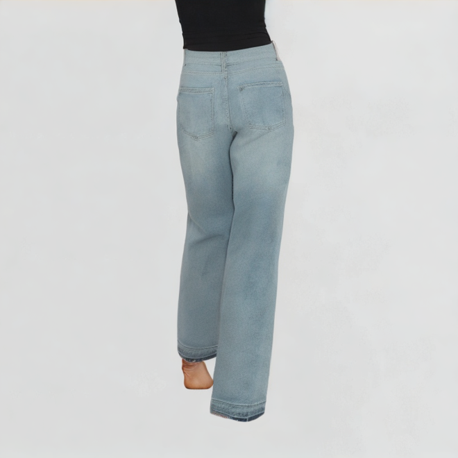 High-Waisted Light Blue Wide-Leg Jeans