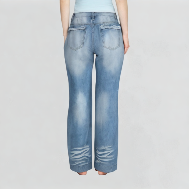 Light Blue High-Waisted Retro Wide-Leg Jeans