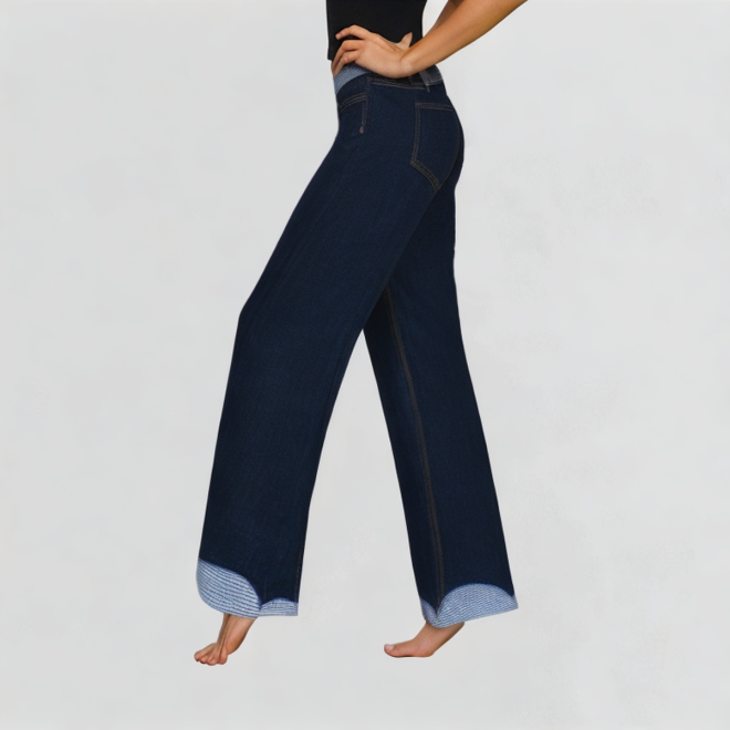 Plaid Tie Bow Wide-Leg Jeans
