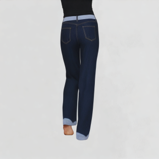 Plaid Tie Bow Wide-Leg Jeans
