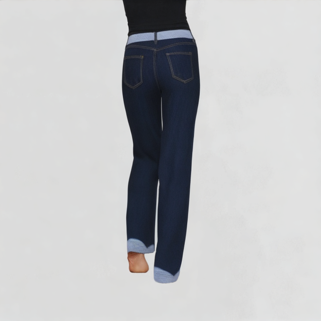 Plaid Tie Bow Wide-Leg Jeans