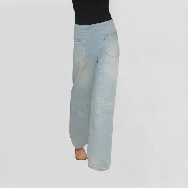 Light-Colored Lace Wide-Leg Jeans