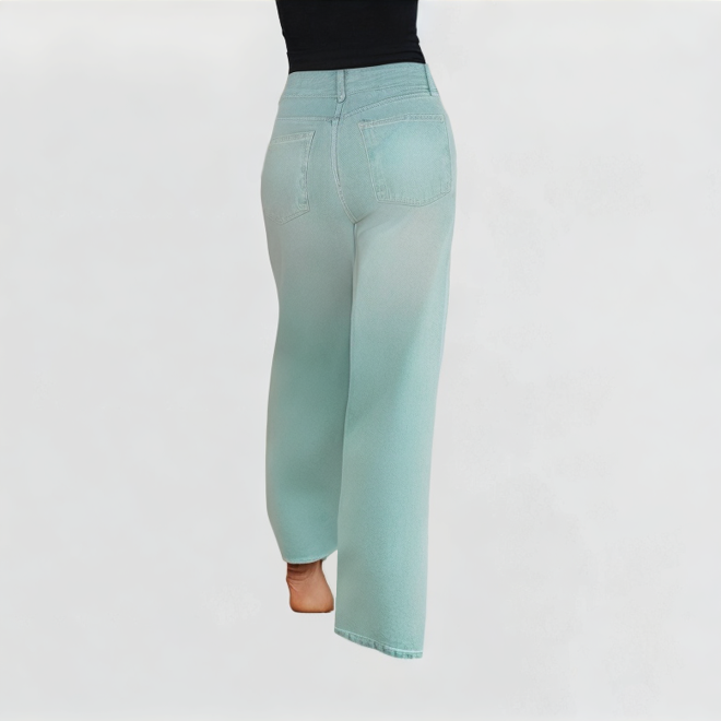 Light-Colored Washed Wide-Leg Jeans