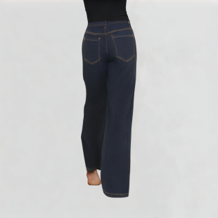 Retro Dark Denim Wide-Leg Pants