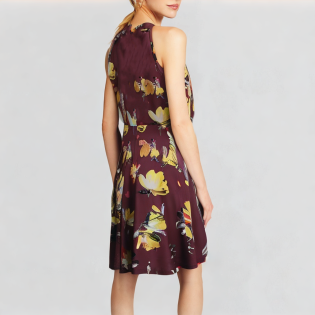 Sleeveless halter collar floral breathable dress