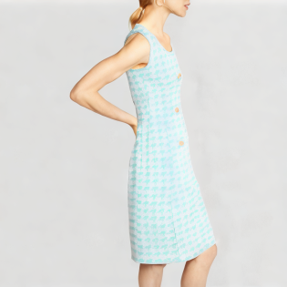 Elegant tweed plaid sleeveless mini dress