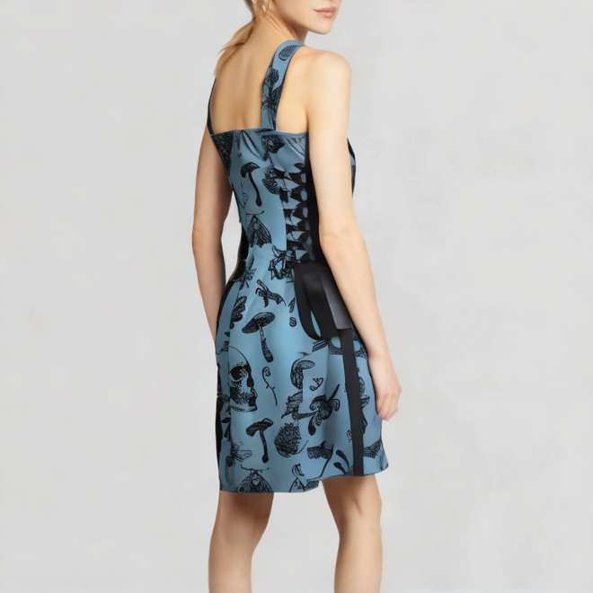 Gothic skull print mini dress