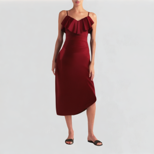 Red women's chic suspender dress