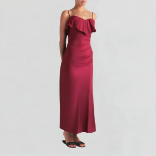 Red women's chic suspender dress