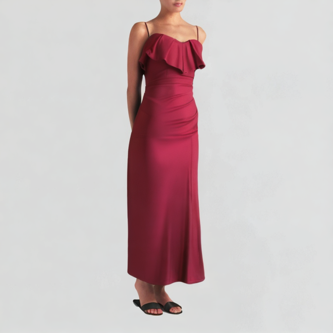 Red women's chic suspender dress