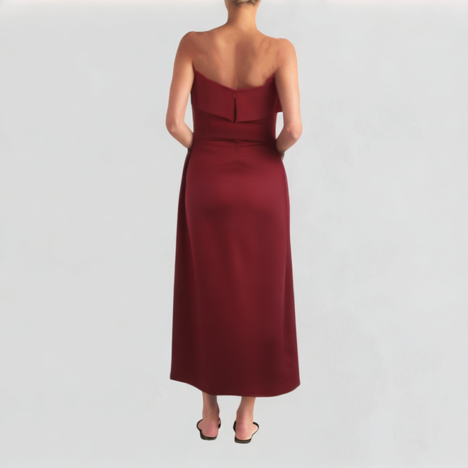Red women's chic suspender dress