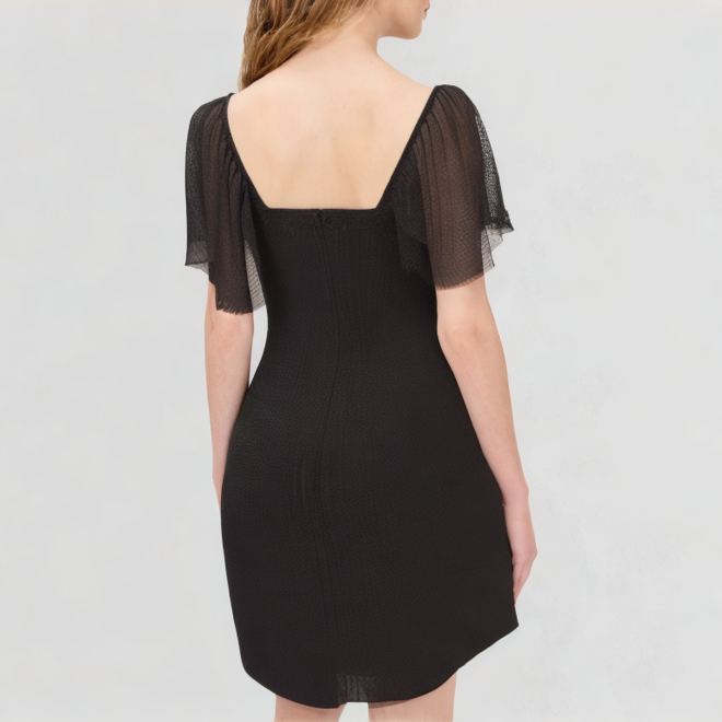Lace see-through polka dot pattern dress